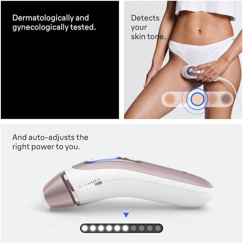 Braun Smart IPL Skin i·Expert Pro 7: At Home Alternative to Laser Hair Removal with 4 Caps Facial Hair Trimmer and Leather Pouch IPL7219
