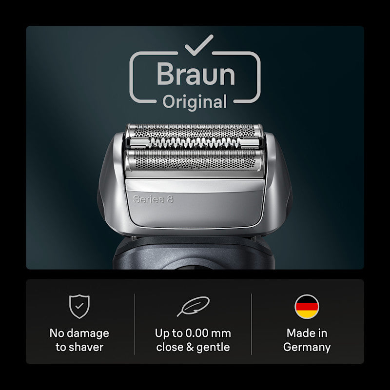Braun Electric Shaver Head Replacement Part 83m Silver Compatible with Series 8 Electric Razors for Men