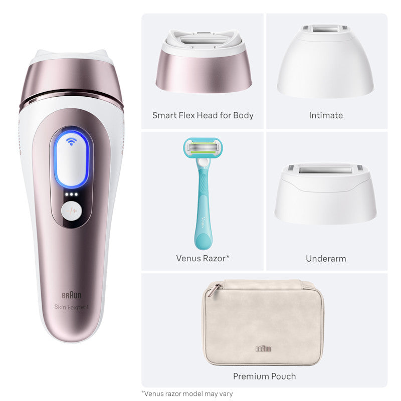 Braun Skin i·expert Smart IPL: At Home Alternative to Laser Hair Removal with 3 Caps and Leather Pouch PL7243
