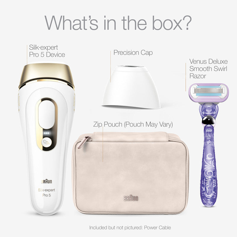 Braun Smart IPL Silk·Expert Pro 5: At Home Alternative to Laser Hair Removal with 2 Caps and Leather Pouch IPL5137