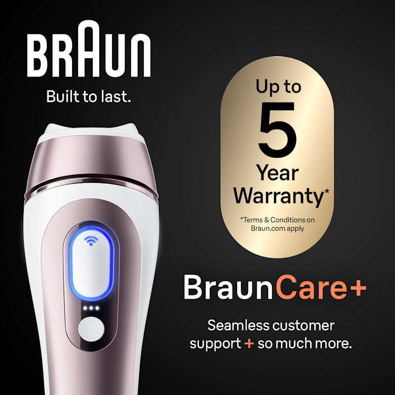 Braun Smart IPL Skin i·Expert Pro 7: At Home Alternative to Laser Hair Removal with 4 Caps Facial Hair Trimmer and Leather Pouch IPL7219