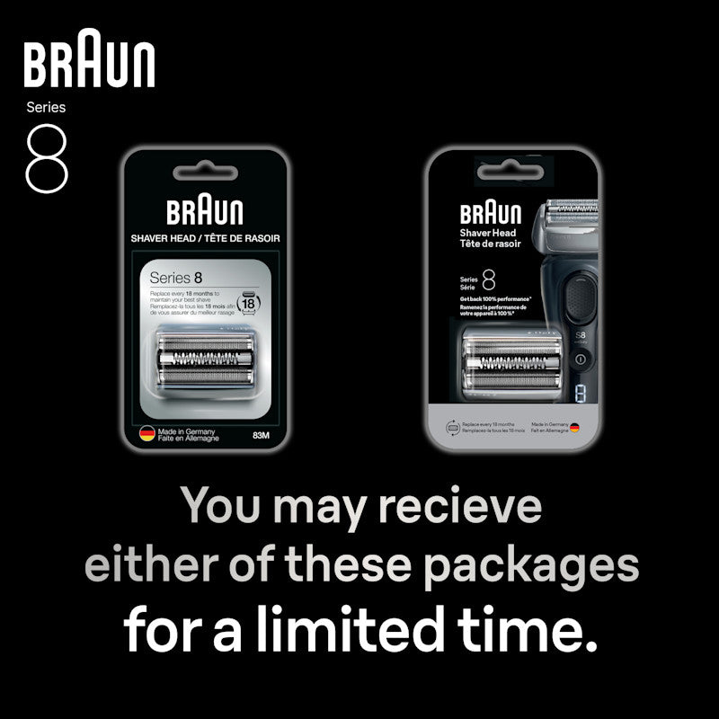 Braun Electric Shaver Head Replacement Part 83m Silver Compatible with Series 8 Electric Razors for Men